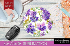 Pastel Flowers Car Coaster - Summer Coaster PNG Sublimation Product Image 1