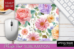 Pastel Flowers Mouse Pad Sublimation - Summer Mousepad PNG Product Image 1