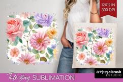 Pastel Flowers Tote Bag - Summer Tote Bag PNG Sublimation Product Image 1
