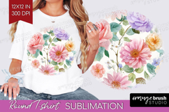Pastel Flowers Round Tshirt Background - Summer PNG Product Image 1