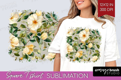 Pastel Flowers Square Tshirt Background - Summer PNG Product Image 1