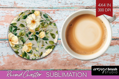 Pastel Flowers Round Coaster - Summer Coaster PNG Product Image 1