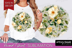 Pastel Flowers Round Tshirt Background - Summer PNG Product Image 1