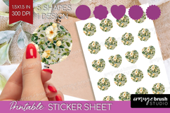 Pastel Flowers Round Sticker - Summer Printable Sticker Product Image 1