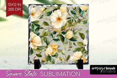 Pastel Flowers Slate PNG - Summer Square Slate Sublimation Product Image 1