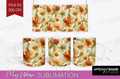 Pastel Flowers Mug Wrap - Summer Mug PNG Sublimation Product Image 1