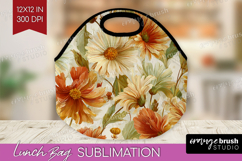 Pastel Flowers Lunch Bag - Summer Lunch Bug PNG Sublimation Product Image 1