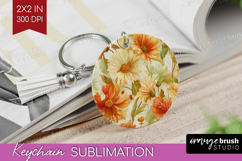 Pastel Flowers Keychain PNG - Summer Keychain Sublimation Product Image 1