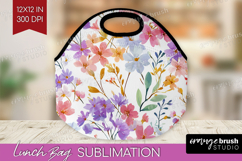 Pastel Flowers Lunch Bag - Summer Lunch Bug PNG Sublimation Product Image 1