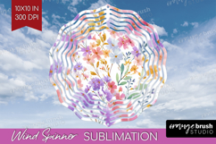 Pastel Flowers Wind Spinner Sublimation PNG - Summer Round Product Image 1
