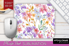 Pastel Flowers Mouse Pad Sublimation - Summer Mousepad PNG Product Image 1