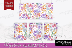 Pastel Flowers Mug Wrap - Summer Mug PNG Sublimation Product Image 1