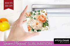 Pastel Flowers Magnet Sublimation - Summer Square Magnet PNG Product Image 1