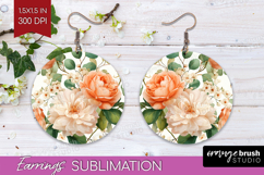 Pastel Flowers Round Earrings - Summer PNG Sublimation Product Image 1