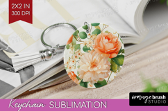 Pastel Flowers Keychain PNG - Summer Keychain Sublimation Product Image 1
