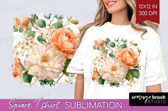 Pastel Flowers Square Tshirt Background - Summer PNG Product Image 1