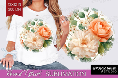 Pastel Flowers Round Tshirt Background - Summer PNG Product Image 1