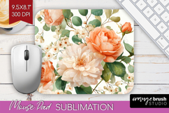 Pastel Flowers Mouse Pad Sublimation - Summer Mousepad PNG Product Image 1