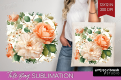 Pastel Flowers Tote Bag - Summer Tote Bag PNG Sublimation Product Image 1