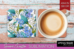 Pastel Flowers Square Coaster - Summer Coaster PNG Product Image 1