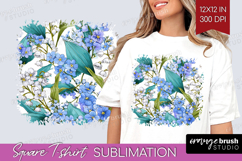 Pastel Flowers Square Tshirt Background - Summer PNG Product Image 1