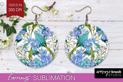 Pastel Flowers Round Earrings - Summer PNG Sublimation Product Image 1