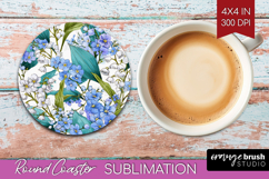 Pastel Flowers Round Coaster - Summer Coaster PNG Product Image 1
