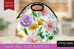 Pastel Flowers Lunch Bag - Summer Lunch Bug PNG Sublimation Product Image 1