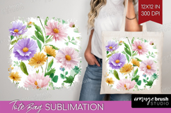 Pastel Flowers Tote Bag - Summer Tote Bag PNG Sublimation Product Image 1