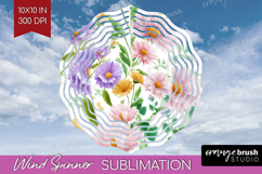 Pastel Flowers Wind Spinner Sublimation PNG - Summer Round Product Image 1
