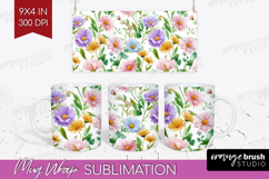 Pastel Flowers Mug Wrap - Summer Mug PNG Sublimation Product Image 1