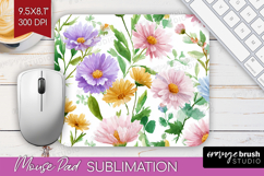 Pastel Flowers Mouse Pad Sublimation - Summer Mousepad PNG Product Image 1