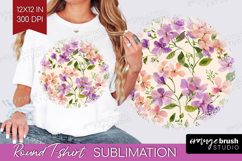 Pastel Flowers Round Tshirt Background - Summer PNG Product Image 1