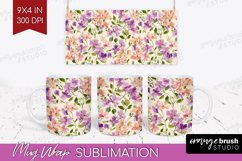 Pastel Flowers Mug Wrap - Summer Mug PNG Sublimation Product Image 1