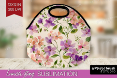 Pastel Flowers Lunch Bag - Summer Lunch Bug PNG Sublimation Product Image 1