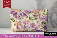 Pastel Flowers Cosmetic Bag - Summer Makeup Bag PNG Product Image 1