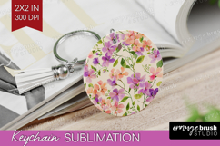 Pastel Flowers Keychain PNG - Summer Keychain Sublimation Product Image 1