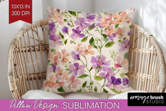 Pastel Flowers Pillow Sublimation - Summer Pillow Cover PNG Product Image 1