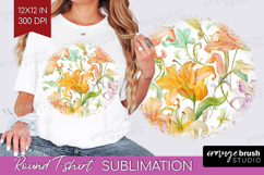 Pastel Flowers Round Tshirt Background - Summer PNG Product Image 1