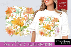 Pastel Flowers Square Tshirt Background - Summer PNG Product Image 1