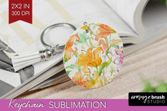 Pastel Flowers Keychain PNG - Summer Keychain Sublimation Product Image 1