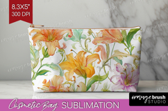 Pastel Flowers Cosmetic Bag - Summer Makeup Bag PNG Product Image 1
