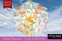 Pastel Flowers Wind Spinner Sublimation PNG - Summer Round Product Image 1