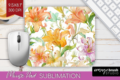 Pastel Flowers Mouse Pad Sublimation - Summer Mousepad PNG Product Image 1