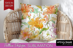 Pastel Flowers Pillow Sublimation - Summer Pillow Cover PNG Product Image 1