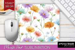 Pastel Flowers Mouse Pad Sublimation - Summer Mousepad PNG Product Image 1