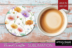 Pastel Flowers Round Coaster - Summer Coaster PNG Product Image 1