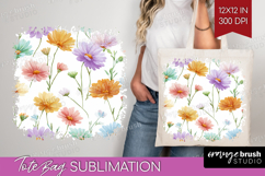 Pastel Flowers Tote Bag - Summer Tote Bag PNG Sublimation Product Image 1