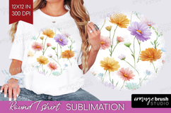 Pastel Flowers Round Tshirt Background - Summer PNG Product Image 1