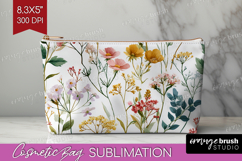 Pastel Flowers Cosmetic Bag - Summer Makeup Bag PNG Product Image 1